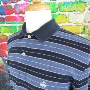 Brooks Brothers Striped Polo Shirt Size M Blue